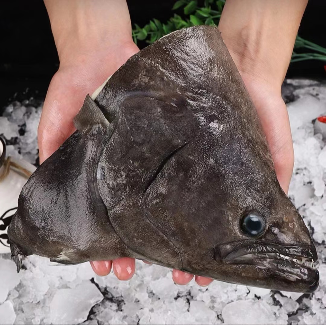 鸦片鱼头 深海碟鱼头 冷冻格陵兰碟鱼头 比目鱼头 超大肉质鲜嫩无细 每个9两~1.1斤(4个/176） 四个起拍